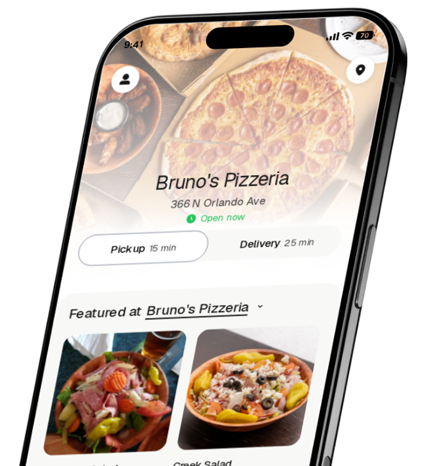 Bruno's Pizzeria app preview